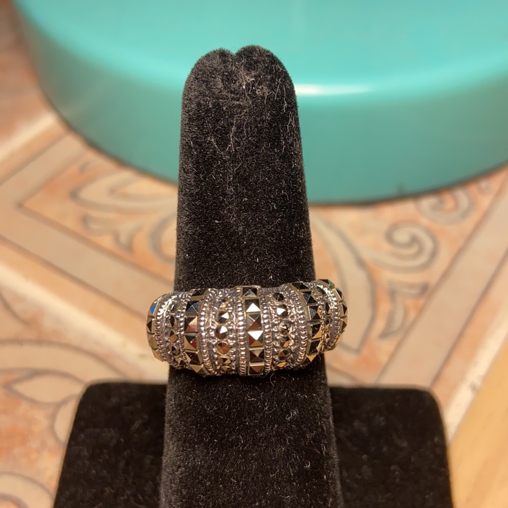 STERLING Silver & Marcasite Ring Size 7